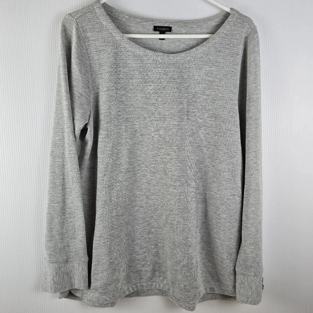 Talbots Women's Grey With A Silver Metallic Thread Pullover Sweater Size Large